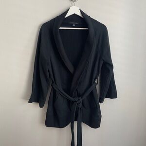 Banana Republic black open front cardigan 3/4 sleeves tie waist XL